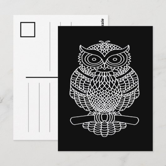 Uil (zwart) - Ansichtkaart Briefkaart (Voorkant / Achterkant)