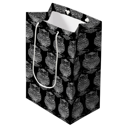 Uil (zwart) - Cadeautas (Voorkant Gekanteld)