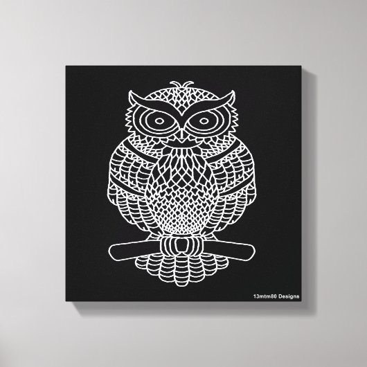 Uil (zwart) - Canvas Afdruk (Voorkant)