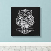 Uil (zwart) - Canvas Afdruk (Insitu (Houten vloer))