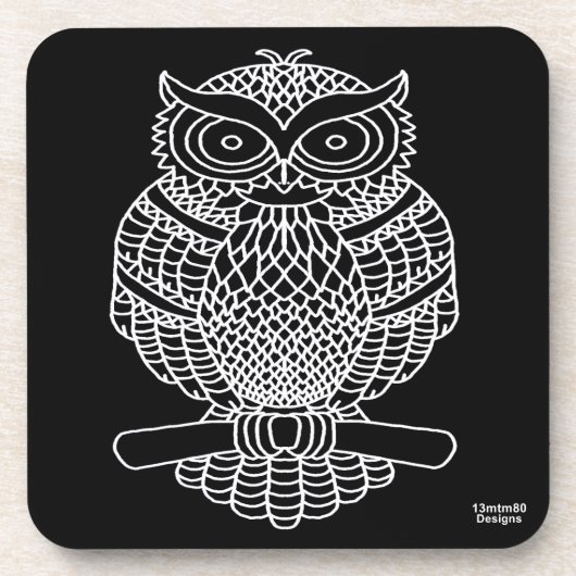 Uil (zwart) - Plastic Onderzetter (Voorkant)