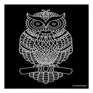 Uil (zwart) - Poster Print