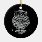 Uil (zwart rond) - Keramisch Ornament (Voorkant)