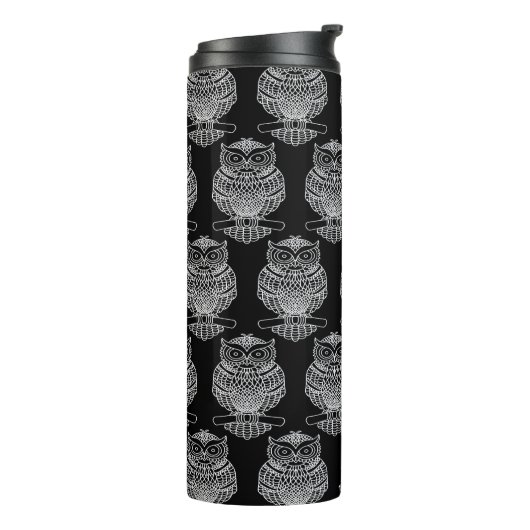 Uil (zwart) - Thermische Tumbler Thermosbeker (Gedraaid links)