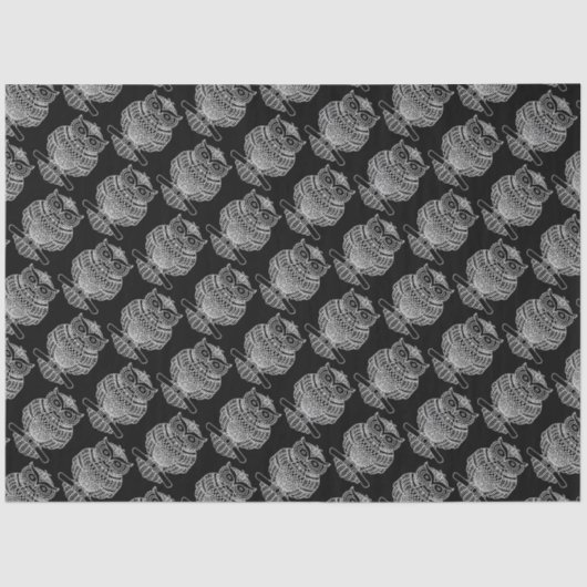 Uil (zwart) - Tissuepapier (Voorkant)