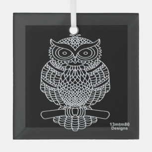 Uil (zwarte vierkant) - Glasornament Glas Ornament