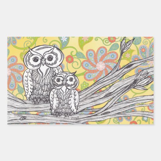Uilen 03 rechthoekige sticker (Voorkant)