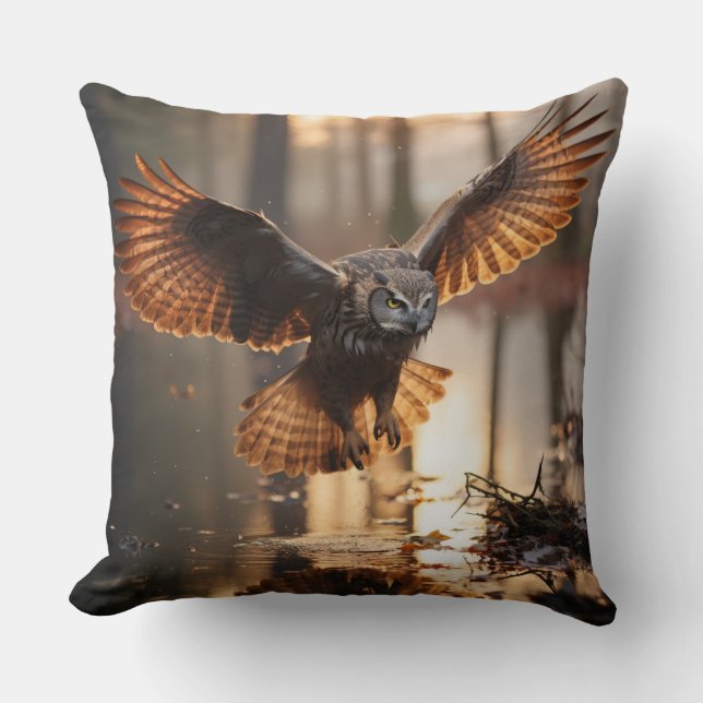 Uilen bij zonsondergang kussen (Voorkant)