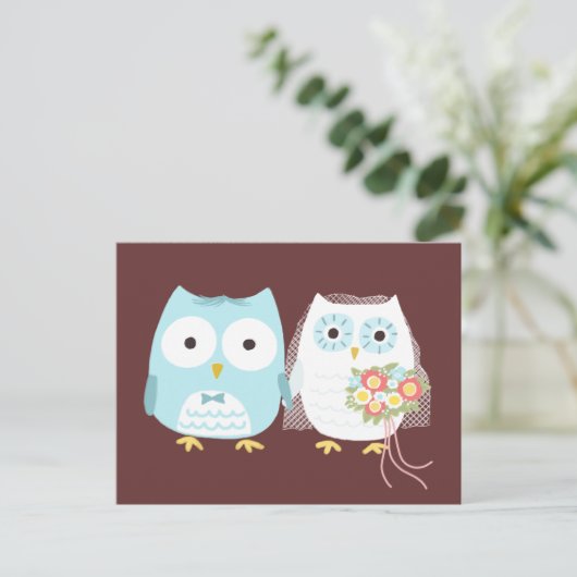 Uilen bruid en bruidegom Schattigee Pas getrouwd p Briefkaart (Staand voorkant)