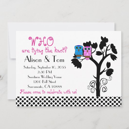 Uilen - Casual Funny Wedding Invites Kaart (Voorkant)