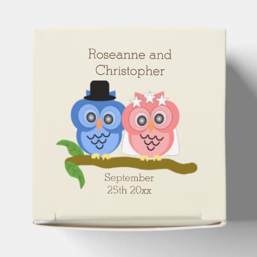 Uilen Design Champagne gekleurde bruiloft Bedankdoosjes (Bovenkant)