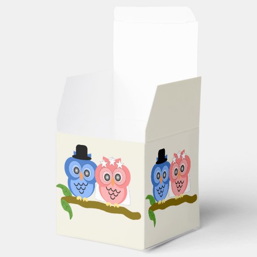 Uilen Design Champagne gekleurde bruiloft Bedankdoosjes (Geopend)