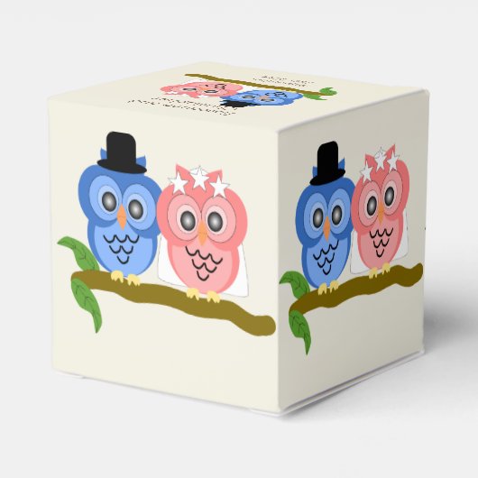 Uilen Design Champagne gekleurde bruiloft Bedankdoosjes (Achterkant)