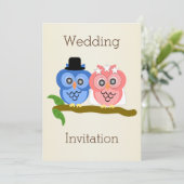 Uilen Design Champagne gekleurde bruiloft Kaart (Staand voorkant)