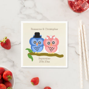 Uilen Design Champagne gekleurde bruiloft Servet