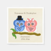 Uilen Design Champagne gekleurde bruiloft Servet (Voorkant)