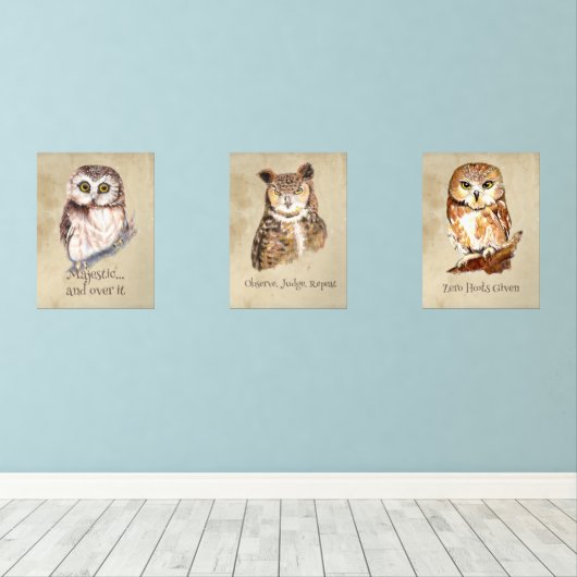 Uilen die zich slecht gedragen: Verzameling van Br Muurkunst Sets (Houten vloer)