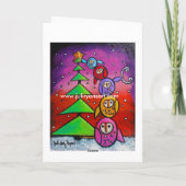 Uilen en Altijdgroene Kerstkaart Feestdagen Kaart (Achterkant)