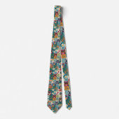 Uilen en bloemen bloemenpatchwork kleurblok stropdas (Voorkant)