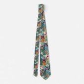 Uilen en bloemen bloemenpatchwork kleurblok stropdas (Achterkant)