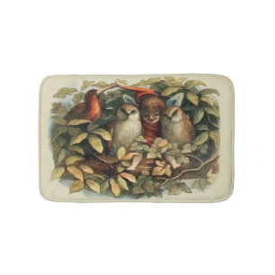 Uilen en elfenfeeën natuurillustratie badmat