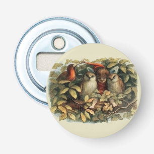 Uilen en elfenfeeën natuurillustratie button flesopener