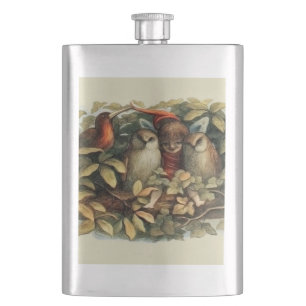 Uilen en elfenfeeën natuurillustratie flacon