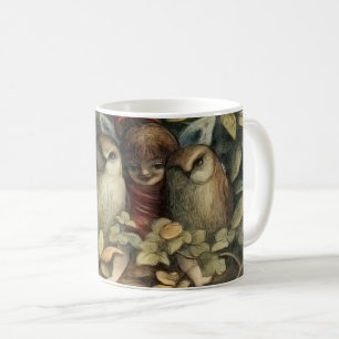 Uilen en elfenfeeën natuurillustratie koffiemok