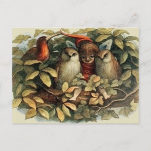 Uilen en elffeeën Natuur Illustratie Briefkaart