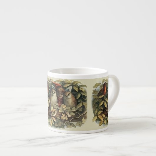 Uilen en elffeeën Natuur Illustratie Espresso Kop (Voorkant rechts)