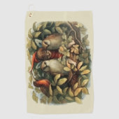 Uilen en elffeeën Natuur Illustratie Golfhanddoek (Voorkant)