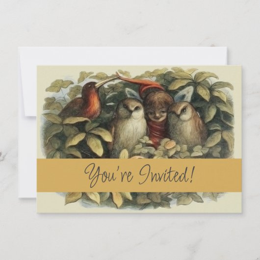 Uilen en elffeeën Natuur Illustratie Kaart (Voorkant)