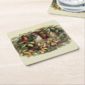 Uilen en elffeeën Natuur Illustratie Kartonnen Onderzetters (Schuin)