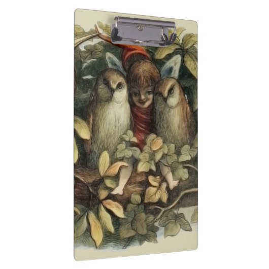 Uilen en elffeeën Natuur Illustratie Klembord (Rechts)