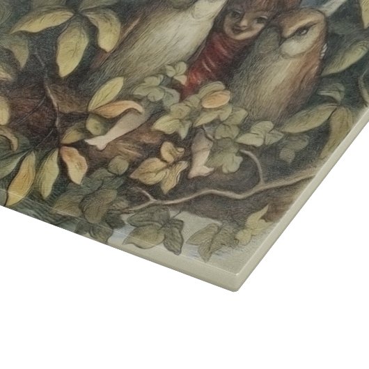 Uilen en elffeeën Natuur Illustratie Snijplank (Hoek)