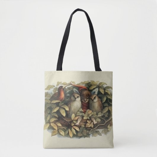 Uilen en elffeeën Natuur Illustratie Tote Bag (Voorkant)