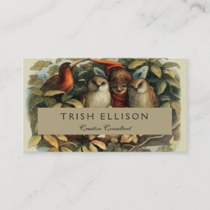 Uilen en elffeeën Natuur Illustratie Visitekaartje