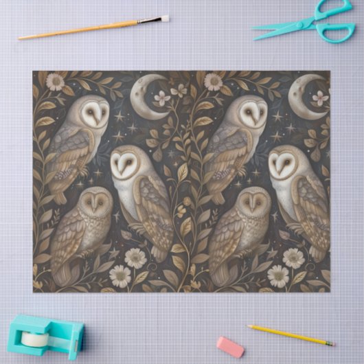 Uilen en manen Retro Decoupage Tissuepapier (Craft)