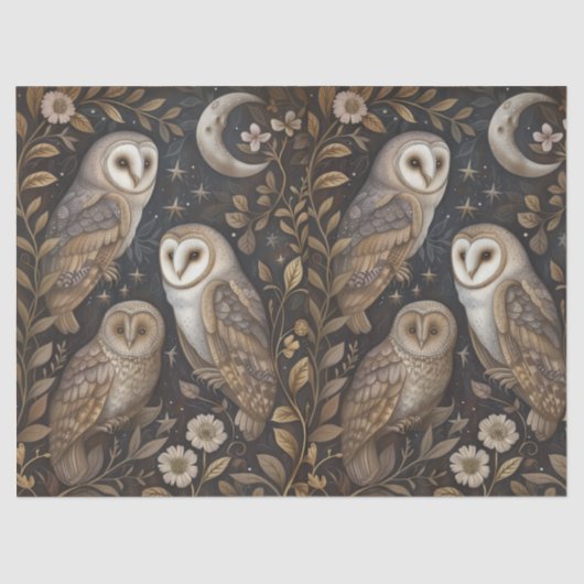 Uilen en manen Retro Decoupage Tissuepapier (Voorkant)