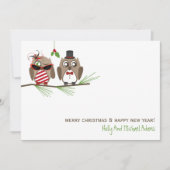 Uilen en Mistletoe Christmas Kaart (Voorkant)