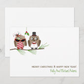 Uilen en Mistletoe Christmas Kaart (Voorkant / Achterkant)
