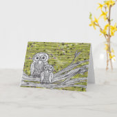 Uilen en vlinders 2 Kaart (Gele Bloem)