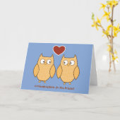 Uilen Gay Wedding Kaart voor Lesbian Brides (Gele Bloem)