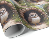 Uilen graven in een grot cadeaupapier (Rol Hoek)