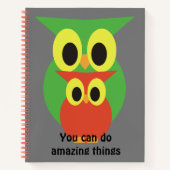 Uilen groen en rood notitieboek (Voorkant)
