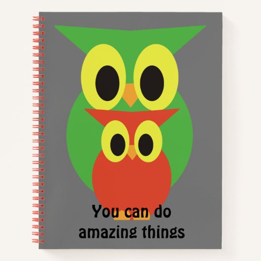Uilen groen en rood notitieboek (Voorkant)