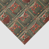 Uilen groen en rood tissuepapier (Detail)