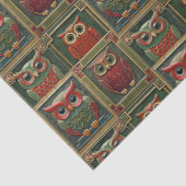 Uilen groen en rood tissuepapier (Detail)