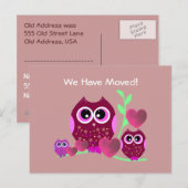 Uilen & harten We zijn verhuisd Aankondigingskaart (Voorkant / Achterkant)