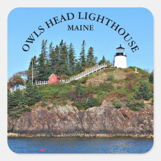 Uilen Head Vuurtoren, Maine Square Stickers (Voorkant)
